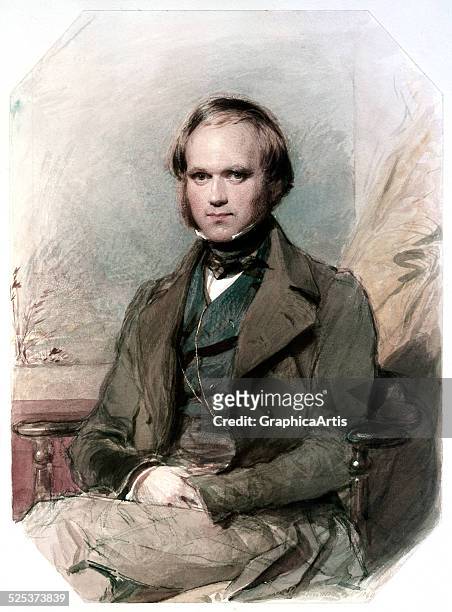 Portrait of a young Charles Darwin in 1840; watercolor and chalk on paper by George Richmond, 1840.