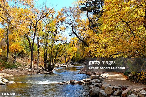 boulder creek path in october - boulder stock pictures, royalty-free photos & images