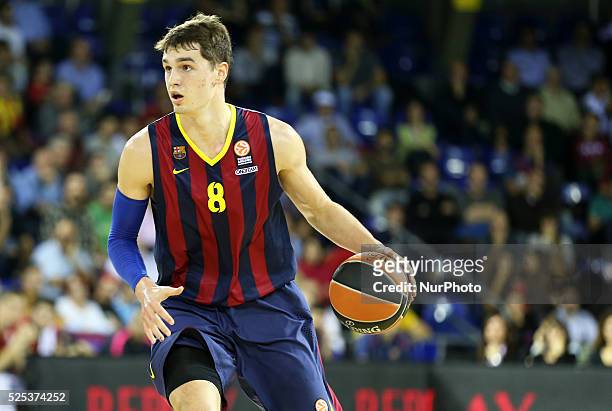 November- SPAIN: Mario Hezonga in the match between FC Barcelona and Emporio Armani, for the week 7 of the Euroleague basketball match, played at the...