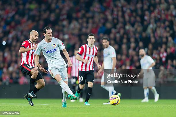 Godin in the match between Athletic Bilbao and Athletico Madrid, for Week 16 of the spanish Liga BBVA played at the San Mames, December 21, 2014....