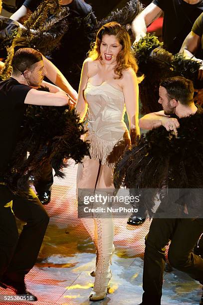 Leatitia Casta attend the opening night of the 64rd Sanremo Song Festival at the Ariston Theatre on February 18, 2014 in Sanremo, Italy.