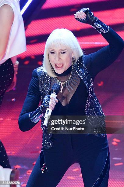 Raffaella Carr�� attend the opening night of the 64rd Sanremo Song Festival at the Ariston Theatre on February 18, 2014 in Sanremo, Italy.