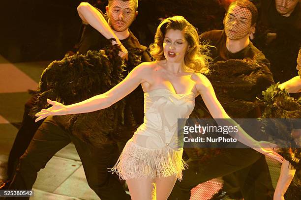 Leatitia Casta attend the opening night of the 64rd Sanremo Song Festival at the Ariston Theatre on February 18, 2014 in Sanremo, Italy.