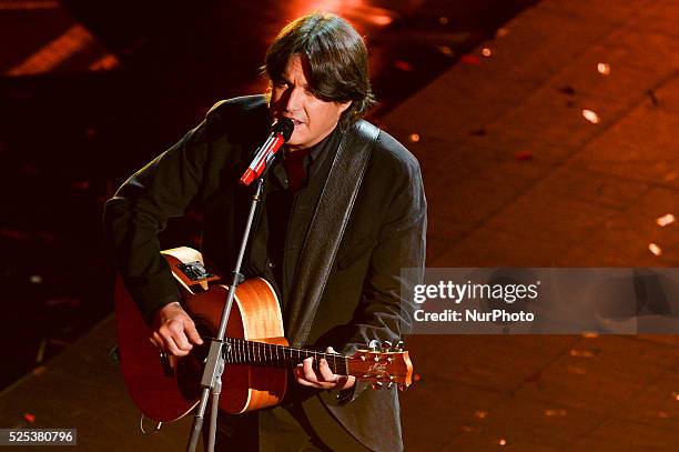 Cristiano De Andre' attend the opening night of the 64rd Sanremo Song Festival at the Ariston Theatre on February 18, 2014 in Sanremo, Italy.