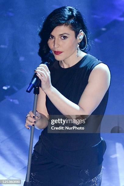 Giusy Ferreri attend the opening night of the 64rd Sanremo Song Festival at the Ariston Theatre on February 18, 2014 in Sanremo, Italy.