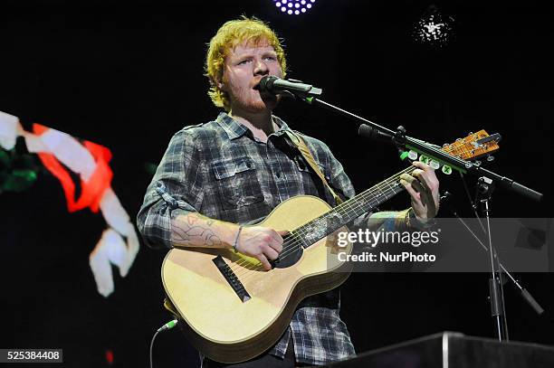 Ed Sheeran performs in concert during the opening night of the North American leg of his 'Multiply World Tour' at The Frank Erwin Center on May 6,...