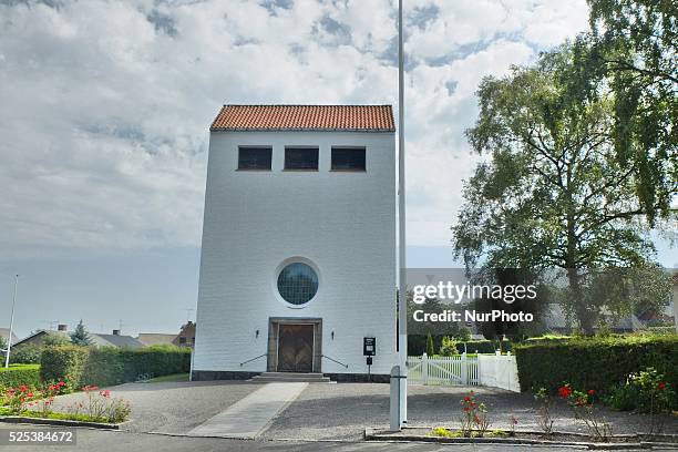 Denmark, Bornholm Island Pictures taken between 1st and 5th August 2014. Pictured: Church in Tejn village