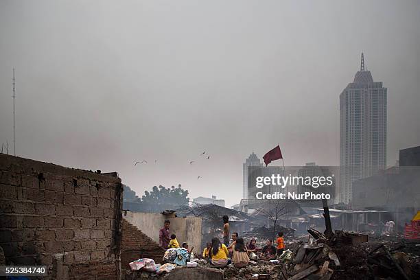 Victims of the burn houses. After big fire hit the slum area in Gandaria-South Jakarta, victim of the houses have not visitted by presidential...