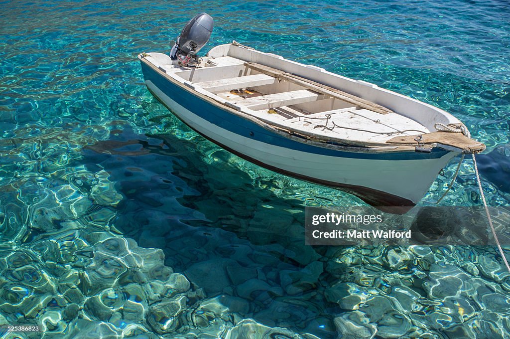 Boat in clear water, Loutro, Crete