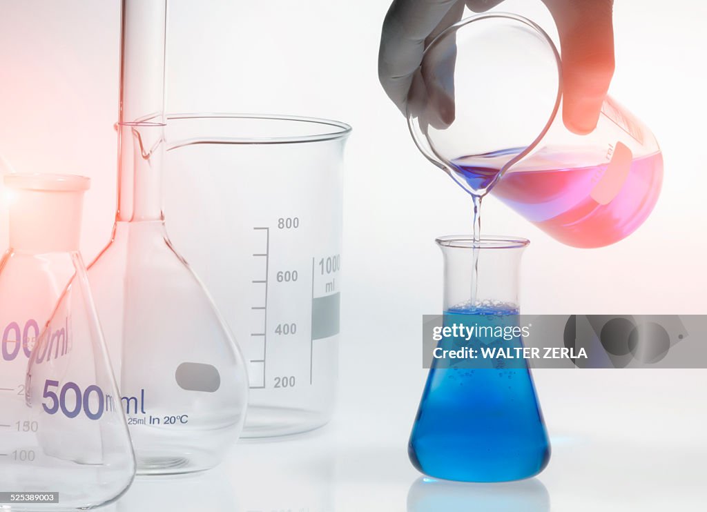 Chemical in a conical flask