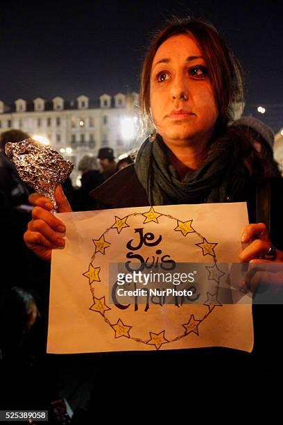 Hundreds at the appointment of solidarity against the terrorist attack, which took place in Paris at the headquarters of the satirical weekly Charlie...
