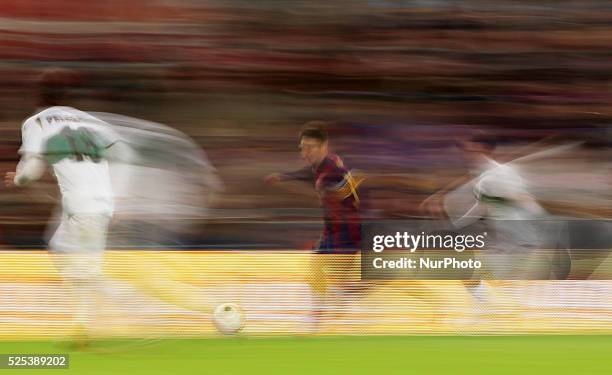 January- SPAIN: Leo Messi in the match between FC Barcelona and Elche CF, for the first leg of the round of 16 of the spanish King Cup, played at the...