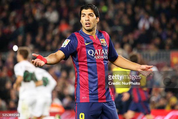 January- SPAIN: Luis Suarez in the match between FC Barcelona and Elche CF, for the first leg of the round of 16 of the spanish King Cup, played at...