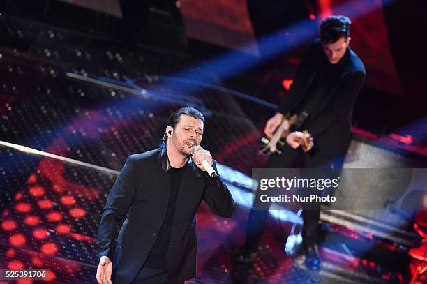 Gianluca Grignani attends the fourth night of 65th Festival di Sanremo on February 13, 2015 in Sanremo, Italy.