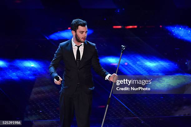 Lorenzo Fragola attends the fourth night of 65th Festival di Sanremo on February 13, 2015 in Sanremo, Italy.