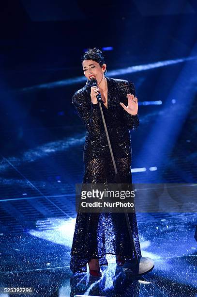 Nina Zilli attends the fourth night of 65th Festival di Sanremo on February 13, 2015 in Sanremo, Italy.