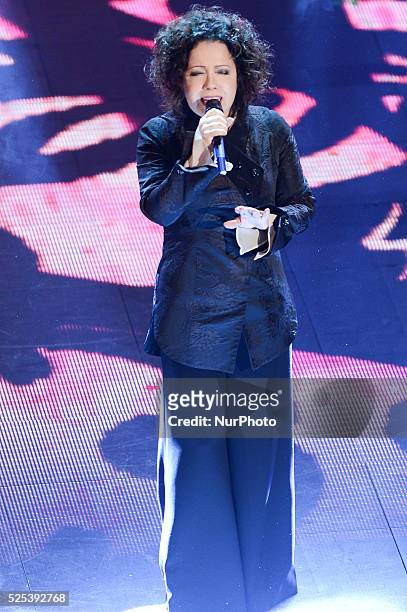 Antonella Ruggiero attend the third night of the 64rd Sanremo Song Festival at the Ariston Theatre on February 20, 2014 in Sanremo, Italy.