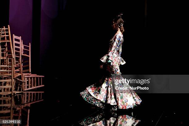 Models during Fashion show on the Andalusian regional costume that each spring renews its collections is the only regional with costume renewal every...