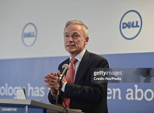Richard Bruton, the Irish Minister for Jobs, Enterprise and Innovation, speaks at Dell's Cherrywood base as the company announes up to 50 new jobs...