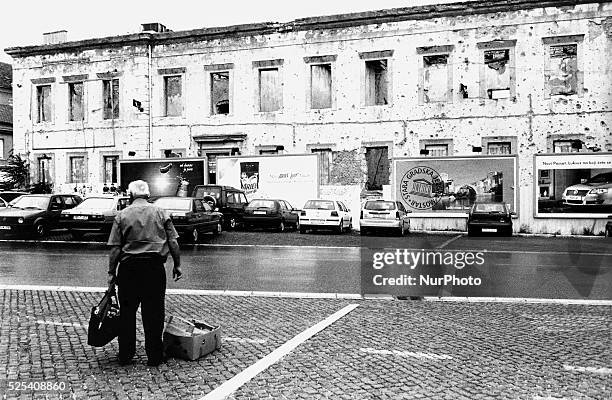 Revisiting the ruins of the 1992-1996 Balkan war, in Bosnia and Herzegovina. The signs of war and life, in Mostar, Bosnia and Herzegovina, on...