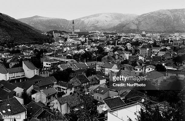 Revisiting the ruins of the 1992-1996 Balkan war, in Bosnia and Herzegovina. The signs of war and life, in Mostar, Bosnia and Herzegovina, on...