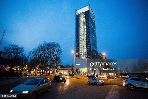 Lot of people visited the greenhouse at top of new skyscraper of the bank Intesa-SanPaolo, on April 10, 2015 walking in one of the higher place of...