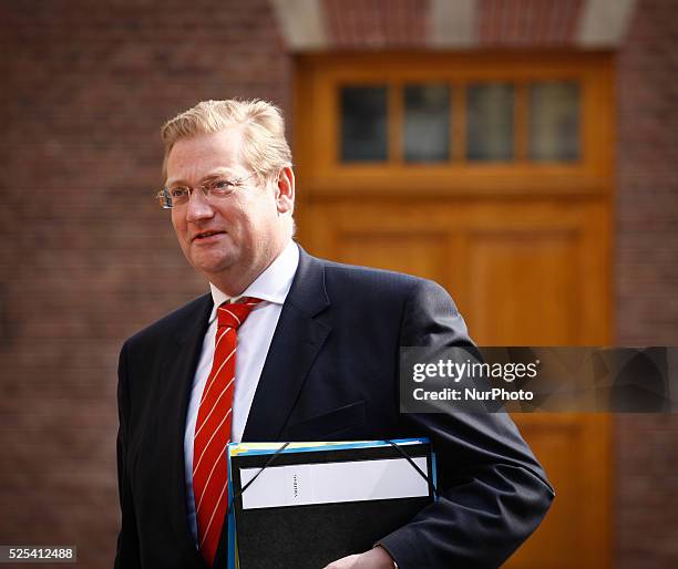 Minsiter of Justice Ard van der Steur is seen arriving at the weekly ministers council in The Hague on Friday.
