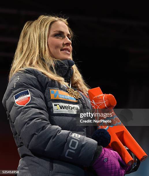 30km, Ladies Mass Start podium - Norway's Therese Johaug. FIS Nordic World Ski Championship 2015 in Falun, Sweden. 28 February 2015. Photo by: Artur...