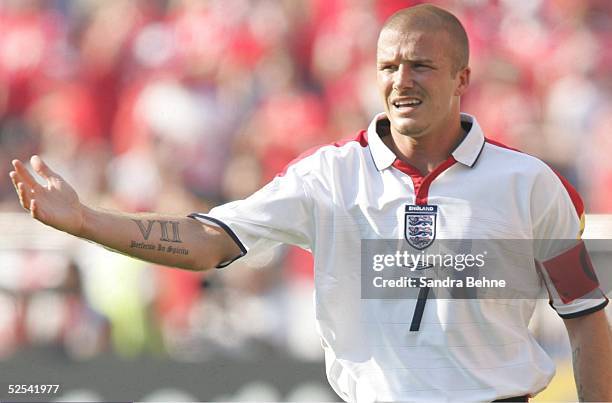 Fussball: Euro 2004 in Portugal, Vorrunde / Gruppe B / Spiel 11, Coimbra; England - Schweiz ; David BECKHAM / ENG 17.06.04.