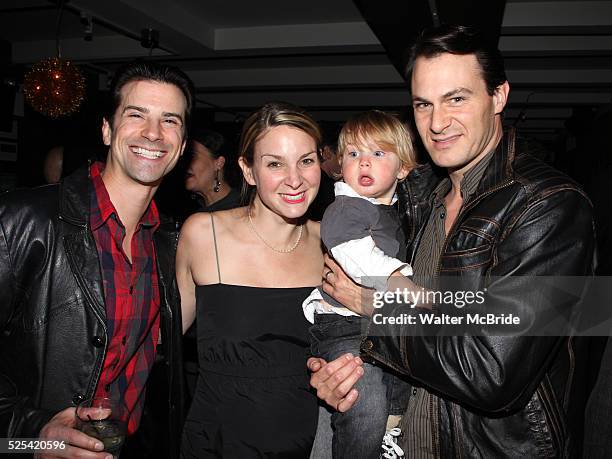 Dominic Nolfi, Matt Bogart with wife & son during the "Jersey Boys" Party Celebrating Five Years On Broadway at the Rooftop at the Empire Hotel in...