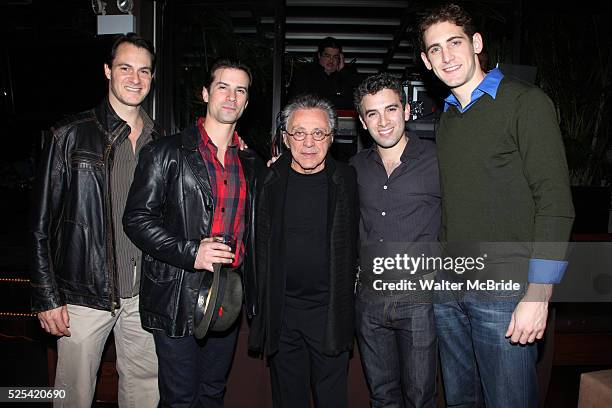 Matt Bogart, Dominic Nolfi, Frankie Valli, Jarrod Spector & Ryan Jesse during the "Jersey Boys" Party Celebrating Five Years On Broadway at the...