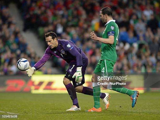 Republic of Ireland's David Forde, in action, during a UEFA 2016 European Championship qualifing football match between the Republic of Ireland and...