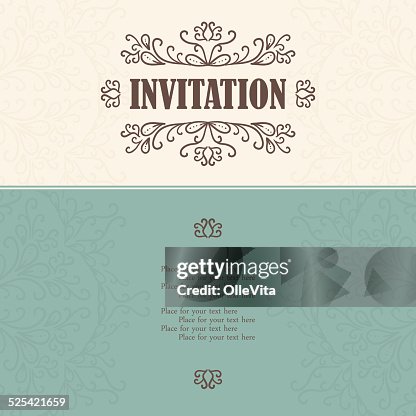 Vck Invitation Model Vintage Invitation Card With Lace Ornament High-Res Vector Graphic ...