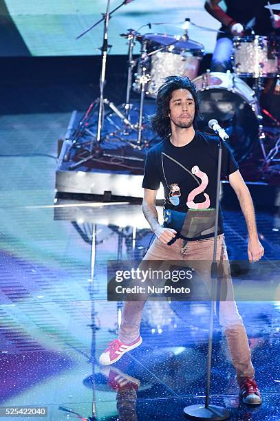 Italian rock band Kutso attend the fourth night of 65th Festival di Sanremo on February 13, 2015 in Sanremo, Italy.