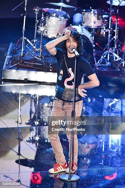 Italian rock band Kutso attend the fourth night of 65th Festival di Sanremo on February 13, 2015 in Sanremo, Italy.