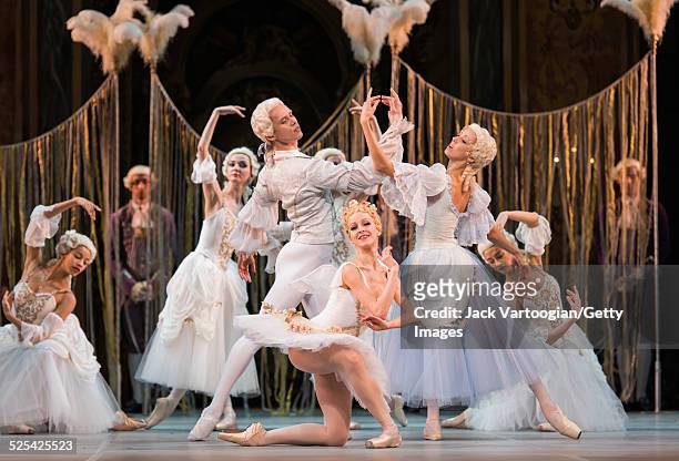 Russian dancers Veronika Ignatyeva , Leonid Sarafanov , and Irina Perren , of the Mikhailovsky Ballet of St Petersburg, perform in US debut of 'The...