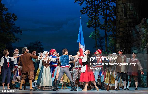 Fore, from left, Russian dancers Alexandra Baturina , Roman Petukhov , Ivan Vasiliev , and Angelina Vorontseva , of the Mikhailovsky Ballet of St...