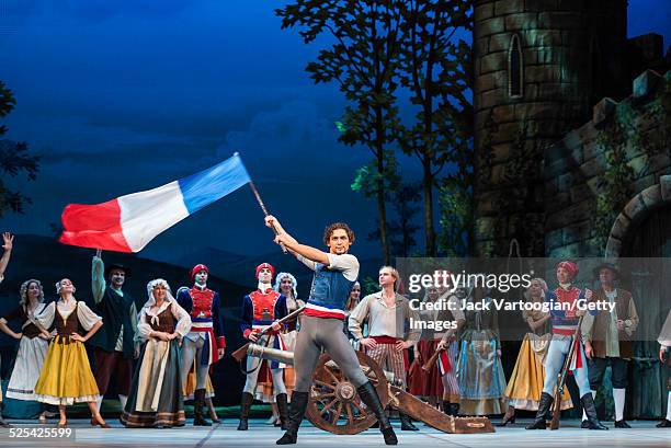 Russian dancer Ivan Vasiliev , of the Mikhailovsky Ballet of St Petersburg, performs at a dress rehearsal for the first US performance of 'The Flames...