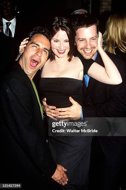 Ed McCormack, Meghan Mullally, and Sean Hayes attend a NBC party at Sky Bar in New York City on May 17th, 1999.