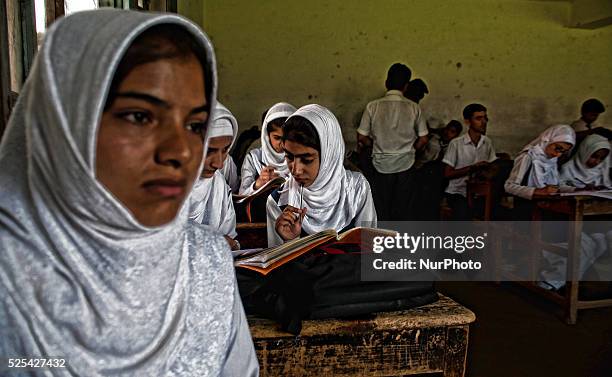 Deaf and dumb students gesture with the help of signs as they learn at Abhedananda Home, a school for deaf, dumb and blind students on on September...