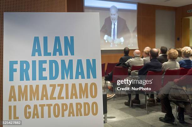 The cover book in the book presentation in RcS Foundation "Ammaziamo il Gattopardo" writed by Alan Friedman, on February 12, 2014. Photo: Adamo Di...