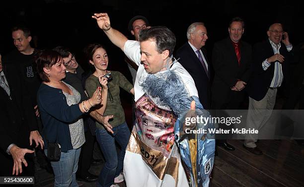 'Bonnie & Clyde' Gypsy Recepient Tad Wilson with Laura Osnes, Claybourne Elder & Company attending the Opening Night Gypsy Robe Ceremony for 'Bonnie...