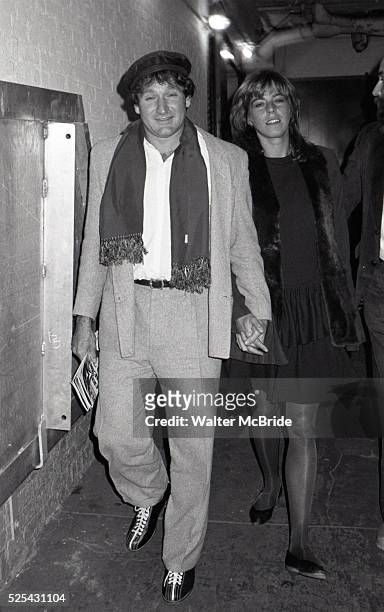 Robin Williams with wife Valerie Velardi taking in a performance of 'Crimes of the Heart' on September 20, 1981 in New York City.