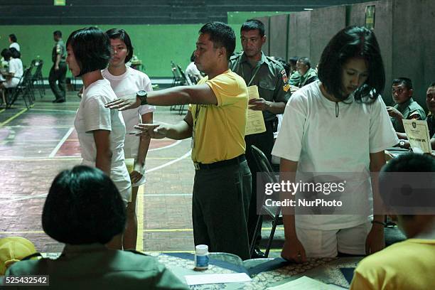 Female candidate's career non-commissioned officer corps soldier army women attend for a medical checkup at the Diponegoro Military Command...