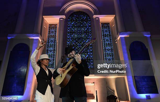 Dancer Juana Calzadilla and musician Cano during a rehersal of 'Flamenco en Blanco y Negro', at the 2014 Dublin Flamenco Festival, St Michan's...