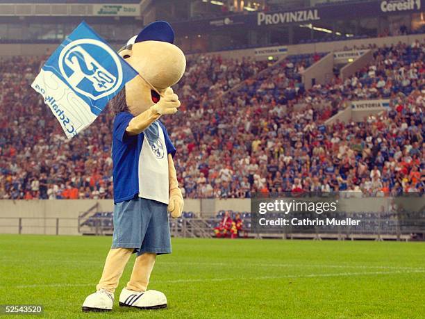 Fussball: 1. Bundesliga 04/05, Gelsenkirchen; Schalke Tag; Maskottchen ERWIN 18.07.04.