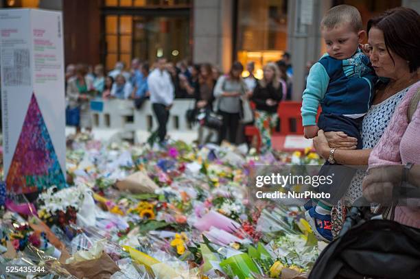 Sydney 17 December 2014 A sea of flowers at a makeshift memorial near the scene of a fatal siege in the heart of Sydney's financial district where...