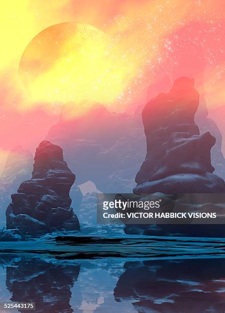 futuristic planet scene - iceberg ice formation stock illustrations