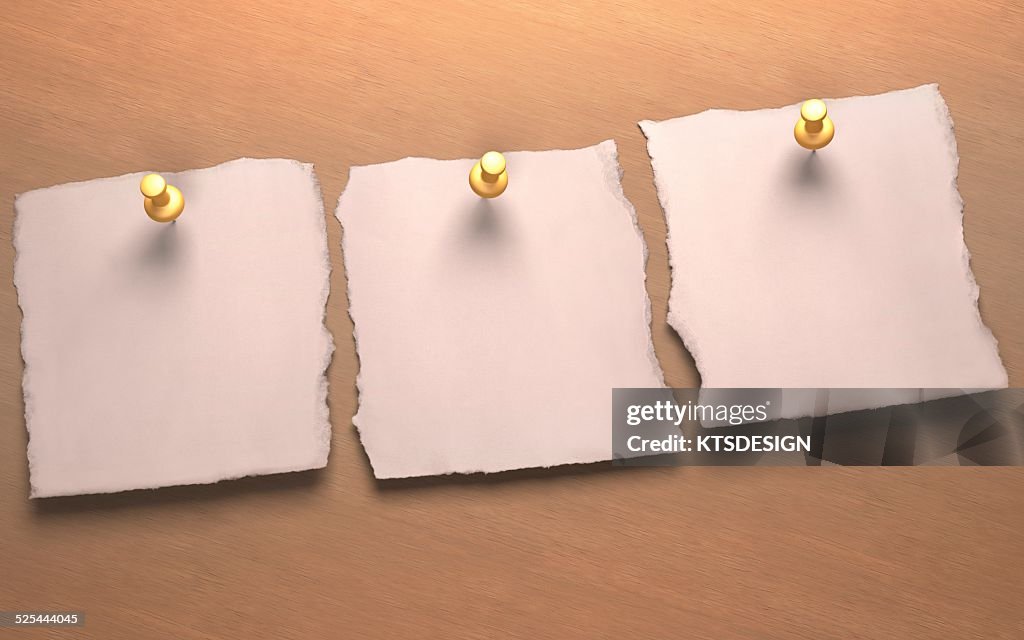 Three blank pieces of paper, artwork