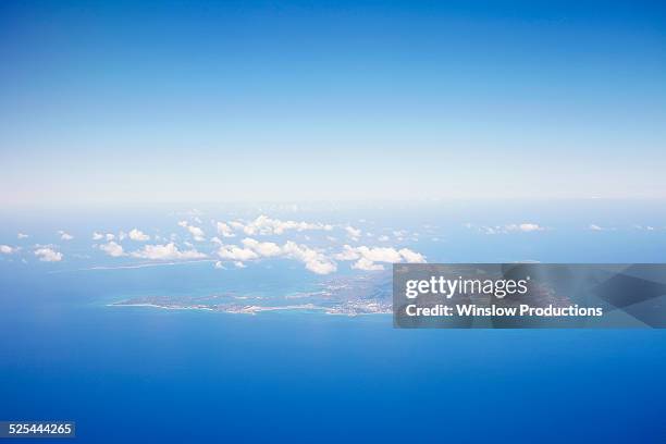 st maarten, aerial view of island - saint martin stock-fotos und bilder